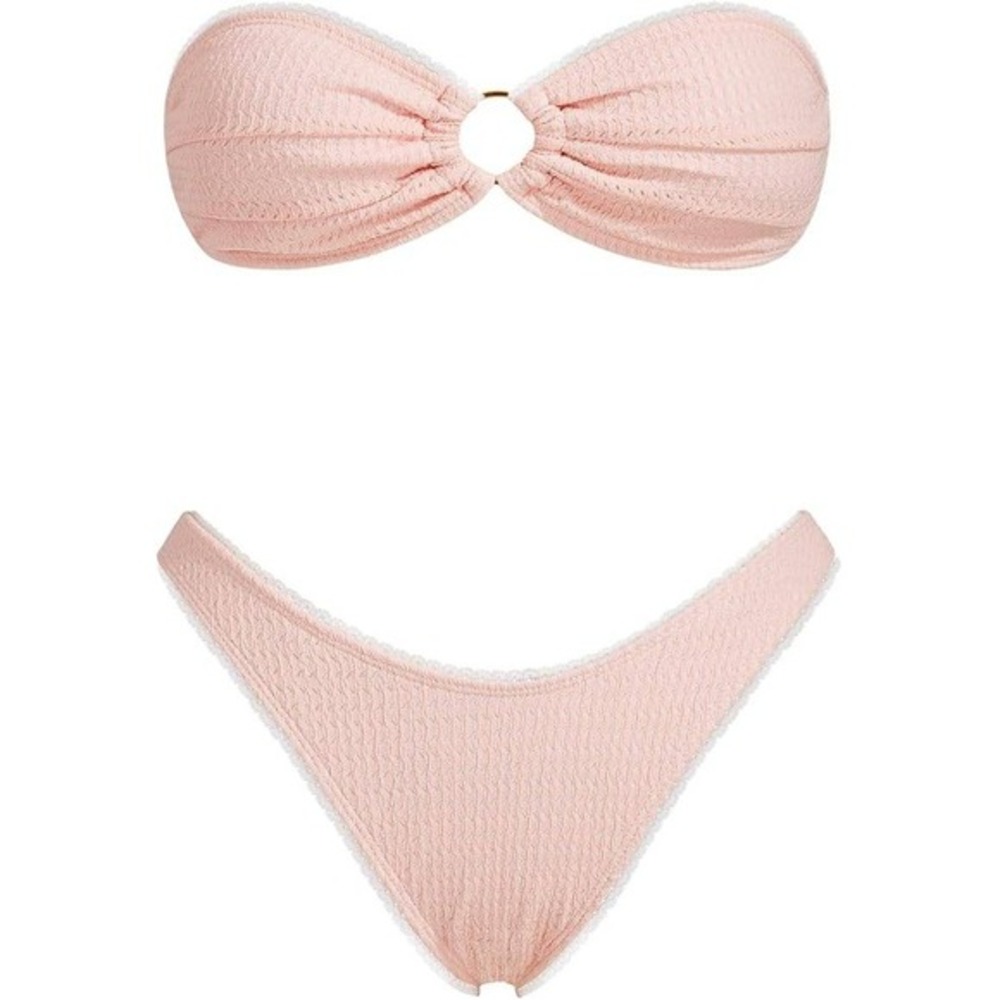 Womens Ring Bandeau Two-Piece Swimsuit Bikini Set Beachwear Bathing‎ Suit